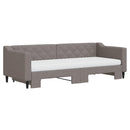 daybed med udtræk og madras 80x200 cm stof gråbrun