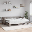 daybed med udtræk og madras 80x200 cm stof gråbrun
