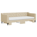 daybed med udtræk og madras 80x200 cm stof cremefarvet