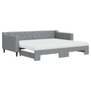 daybed med udtræk og madras 90x200 cm stof lysegrå