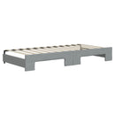daybed med udtræk og madras 90x200 cm stof lysegrå