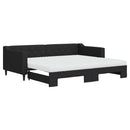 daybed med udtræk og madras 90x200 cm stof sort