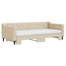 daybed med udtræk og madras 90x200 cm stof cremefarvet