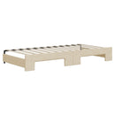 daybed med udtræk og madras 90x200 cm stof cremefarvet