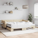 daybed med udtræk og madras 90x200 cm stof cremefarvet