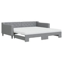 daybed med udtræk og madras 100x200 cm stof lysegrå