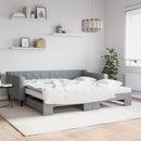 daybed med udtræk og madras 100x200 cm stof lysegrå