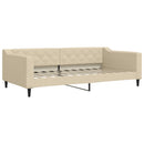 daybed med udtræk og madras 100x200 cm stof cremefarvet