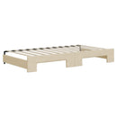 daybed med udtræk og madras 100x200 cm stof cremefarvet