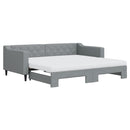 daybed med udtræk og madras 90x190 cm stof lysegrå