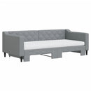 daybed med udtræk og madras 90x190 cm stof lysegrå