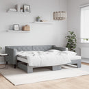 daybed med udtræk og madras 90x190 cm stof lysegrå