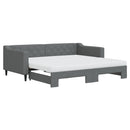 daybed med udtræk og madras 90x190 cm stof mørkegrå