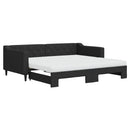 daybed med udtræk og madras 90x190 cm stof sort