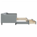 daybed med udtræk og skuffer 80x200 cm stof lysegrå
