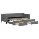 daybed med udtræk og skuffer 80x200 cm stof mørkegrå