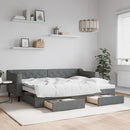 daybed med udtræk og skuffer 80x200 cm stof mørkegrå