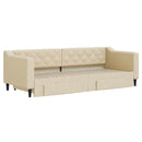 daybed med udtræk og skuffer 80x200 cm stof cremefarvet