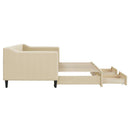 daybed med udtræk og skuffer 80x200 cm stof cremefarvet