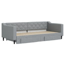 daybed med udtræk og skuffer 90x200 cm stof lysegrå