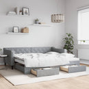 daybed med udtræk og skuffer 90x200 cm stof lysegrå