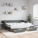 daybed med udtræk og skuffer 90x200 cm stof mørkegrå