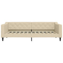 daybed med udtræk og skuffer 90x200 cm stof cremefarvet