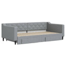 daybed med udtræk og skuffer 100x200 cm stof lysegrå