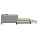daybed med udtræk og skuffer 100x200 cm stof lysegrå