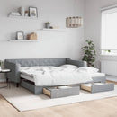 daybed med udtræk og skuffer 100x200 cm stof lysegrå