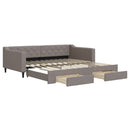 daybed med udtræk og skuffer 100x200 cm stof gråbrun