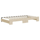 daybed med udtræk og skuffer 100x200 cm stof cremefarvet