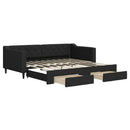 daybed med udtræk og skuffer 90x190 cm stof sort