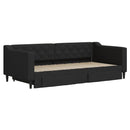 daybed med udtræk og skuffer 90x190 cm stof sort