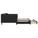 daybed med udtræk og skuffer 90x190 cm stof sort