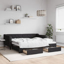 daybed med udtræk og skuffer 90x190 cm stof sort