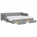 daybed med udtræk og skuffer 80x200 cm stof lysegrå