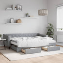 daybed med udtræk og skuffer 80x200 cm stof lysegrå