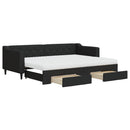daybed med udtræk og skuffer 80x200 cm stof sort