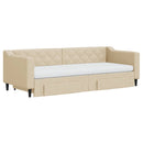 daybed med udtræk og skuffer 80x200 cm stof cremefarvet