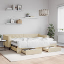 daybed med udtræk og skuffer 80x200 cm stof cremefarvet