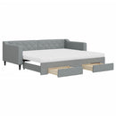 daybed med udtræk og skuffer 90x200 cm stof lysegrå