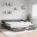 daybed med udtræk og skuffer 90x200 cm stof mørkegrå