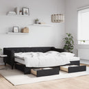 daybed med udtræk og skuffer 80x200 cm stof sort