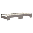daybed med udtræk og skuffer 90x200 cm stof gråbrun