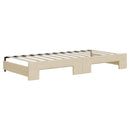 daybed med udtræk og skuffer 90x200 cm stof cremefarvet