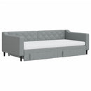 daybed med udtræk og skuffer 100x200 cm stof lysegrå