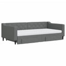 daybed med udtræk og skuffer 100x200 cm stof mørkegrå