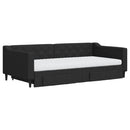daybed med udtræk og skuffer 100x200 cm stof sort