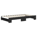 daybed med udtræk og skuffer 100x200 cm stof sort